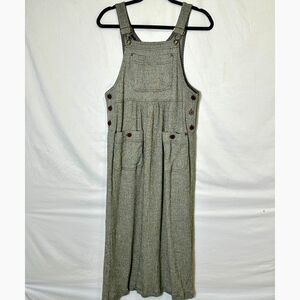 Carole Little Petite Vintage Overall Midi Dress SZ 4P Side Button Front Pockets